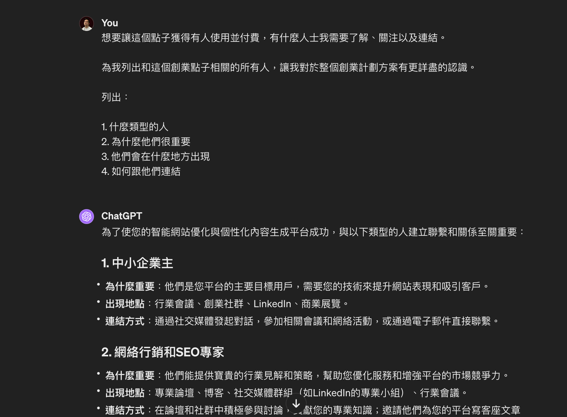 用ChatGPT找出創業相關的重要人士分析